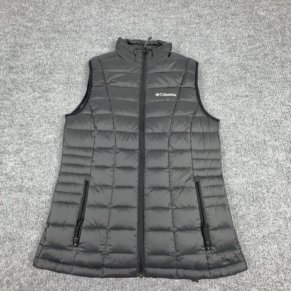Columbia Vest Womens Small Gray Omni Heat TurboDown Puffer Full Zip Insulated